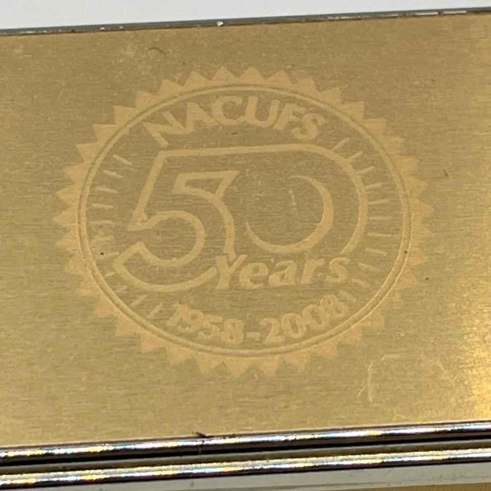 Howard Miller 645-689 Gold Tone Desk‎ Alarm Clock NACUFS 50 Years Anniversary